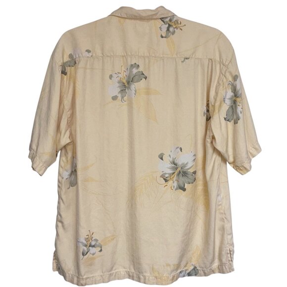 Tommy Bahama Silk Shirt Mens XL Yellow Gray White Button Up Camp Tropical Cruise - Picture 3 of 9